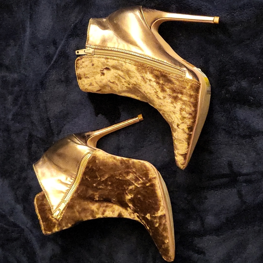 Bronze Velvet Heel Bootie